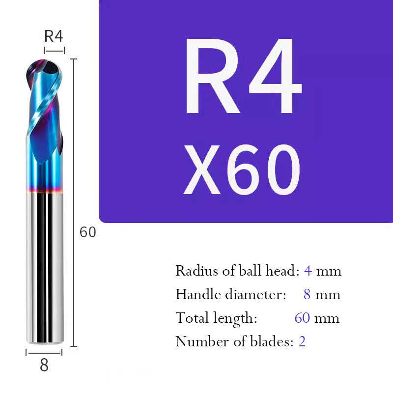 Tungsten Steel Ball End Mill Hard Alloy CNC Cutting Tool R Type Ball Head Milling Cutter