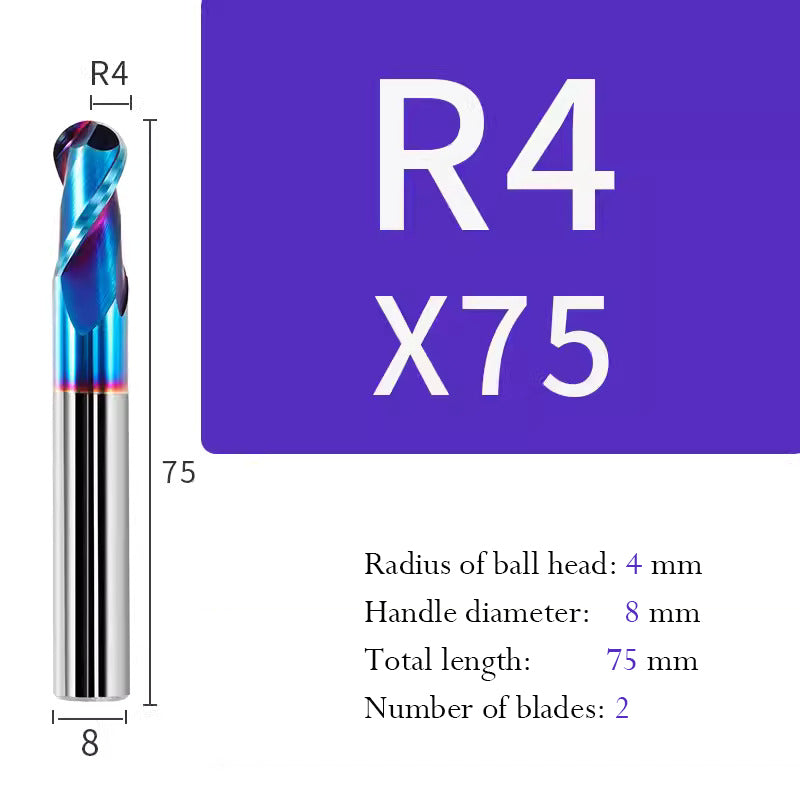 Tungsten Steel Ball End Mill Hard Alloy CNC Cutting Tool R Type Ball Head Milling Cutter