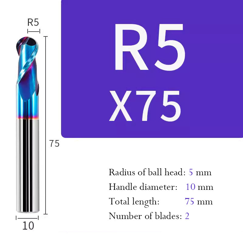 Tungsten Steel Ball End Mill Hard Alloy CNC Cutting Tool R Type Ball Head Milling Cutter