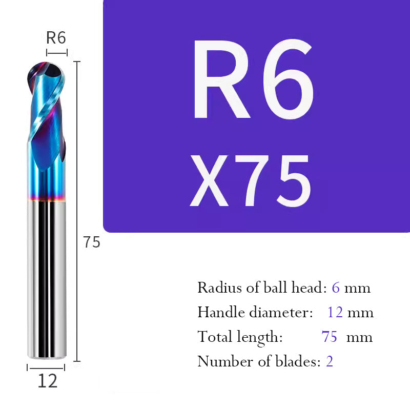 Tungsten Steel Ball End Mill Hard Alloy CNC Cutting Tool R Type Ball Head Milling Cutter