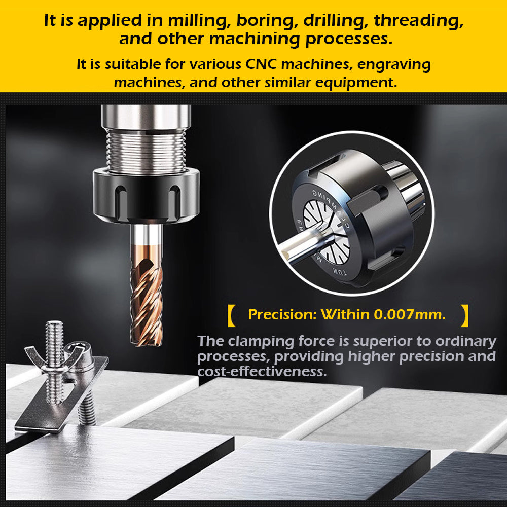 It has a high clamping force and excellent elasticity.Specifically designed for ER collet holders.