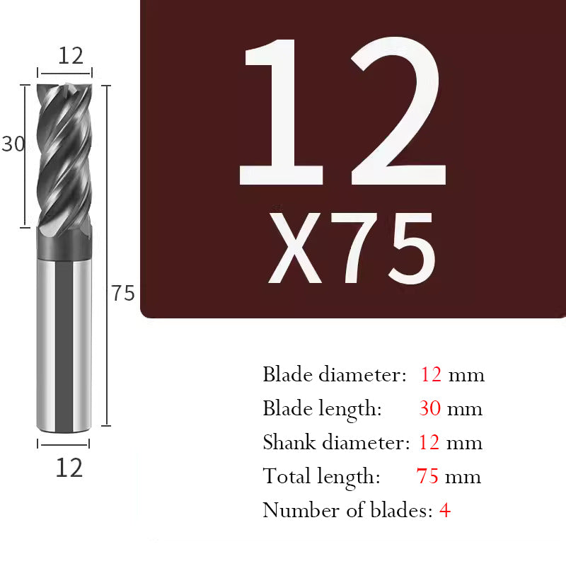 Tungsten Steel Milling Cutter Flat bottom 4 blade Milling Cutter for Processing of Titanium Alloy