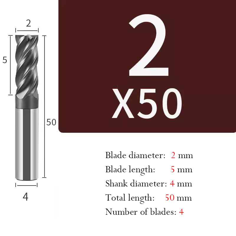 Tungsten Steel Milling Cutter Flat bottom 4 blade Milling Cutter for Processing of Titanium Alloy