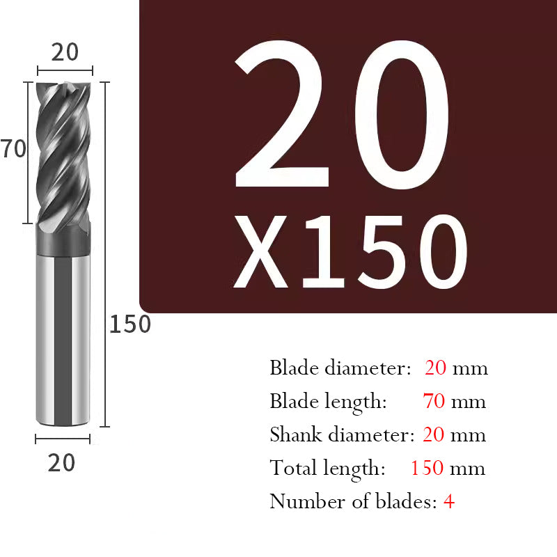 Tungsten Steel Milling Cutter Flat bottom 4 blade Milling Cutter for Processing of Titanium Alloy