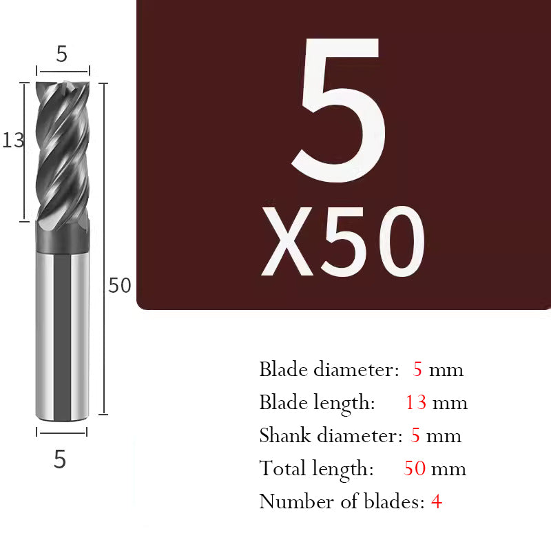 Tungsten Steel Milling Cutter Flat bottom 4 blade Milling Cutter for Processing of Titanium Alloy