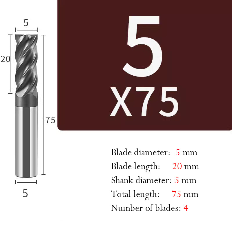 Tungsten Steel Milling Cutter Flat bottom 4 blade Milling Cutter for Processing of Titanium Alloy
