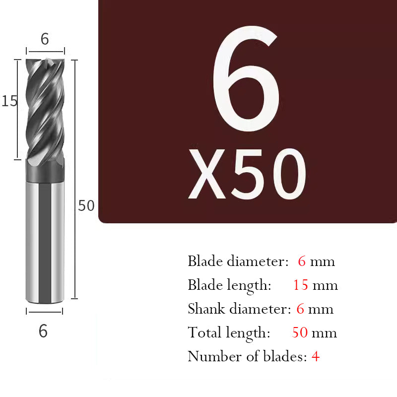 Tungsten Steel Milling Cutter Flat bottom 4 blade Milling Cutter for Processing of Titanium Alloy