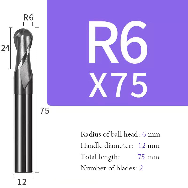 Ball Tungsten Steel Milling Cutter R Type Ball End Mill for Processing of Titanium Alloy